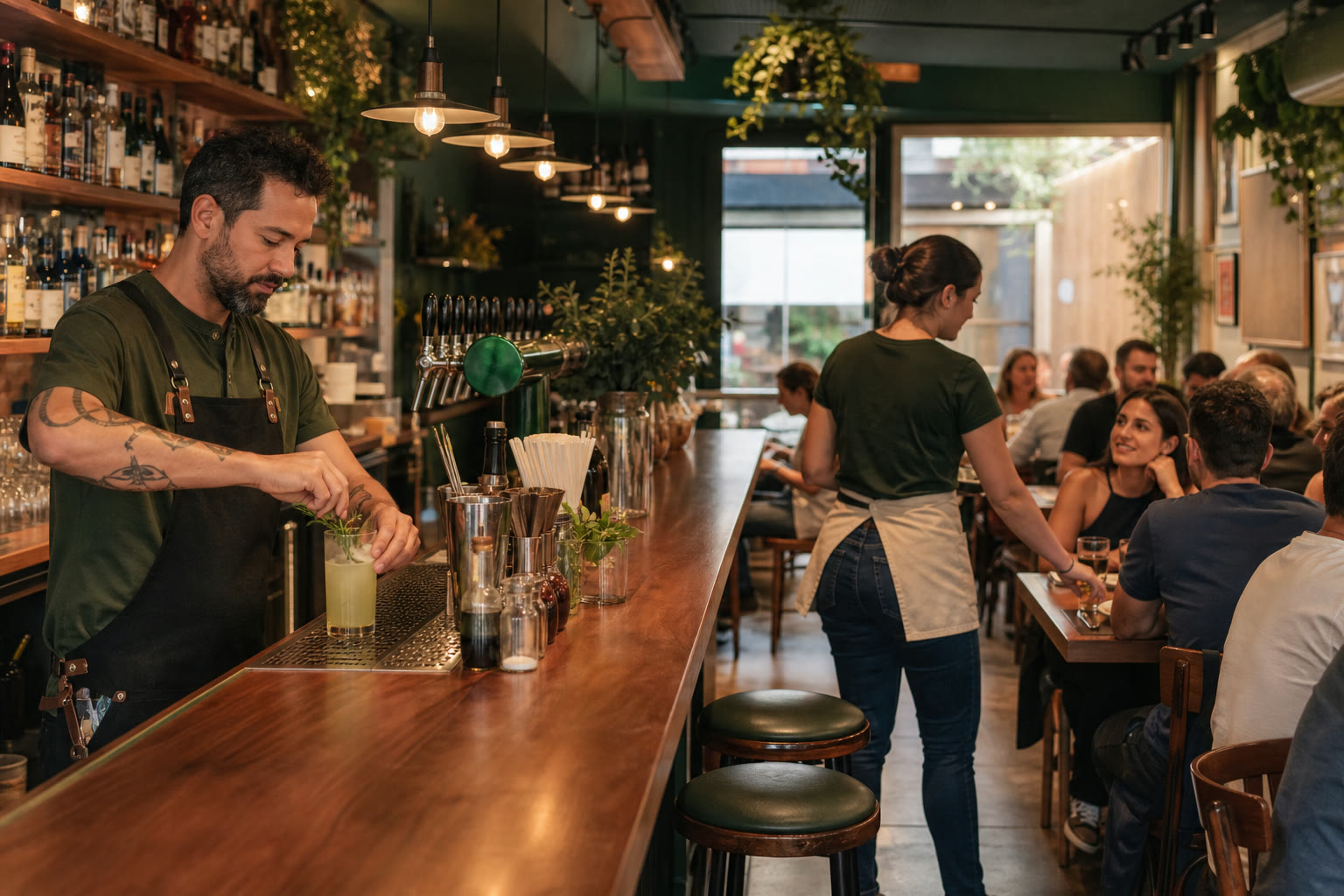 Operação de bar em um estabelecimento de food service