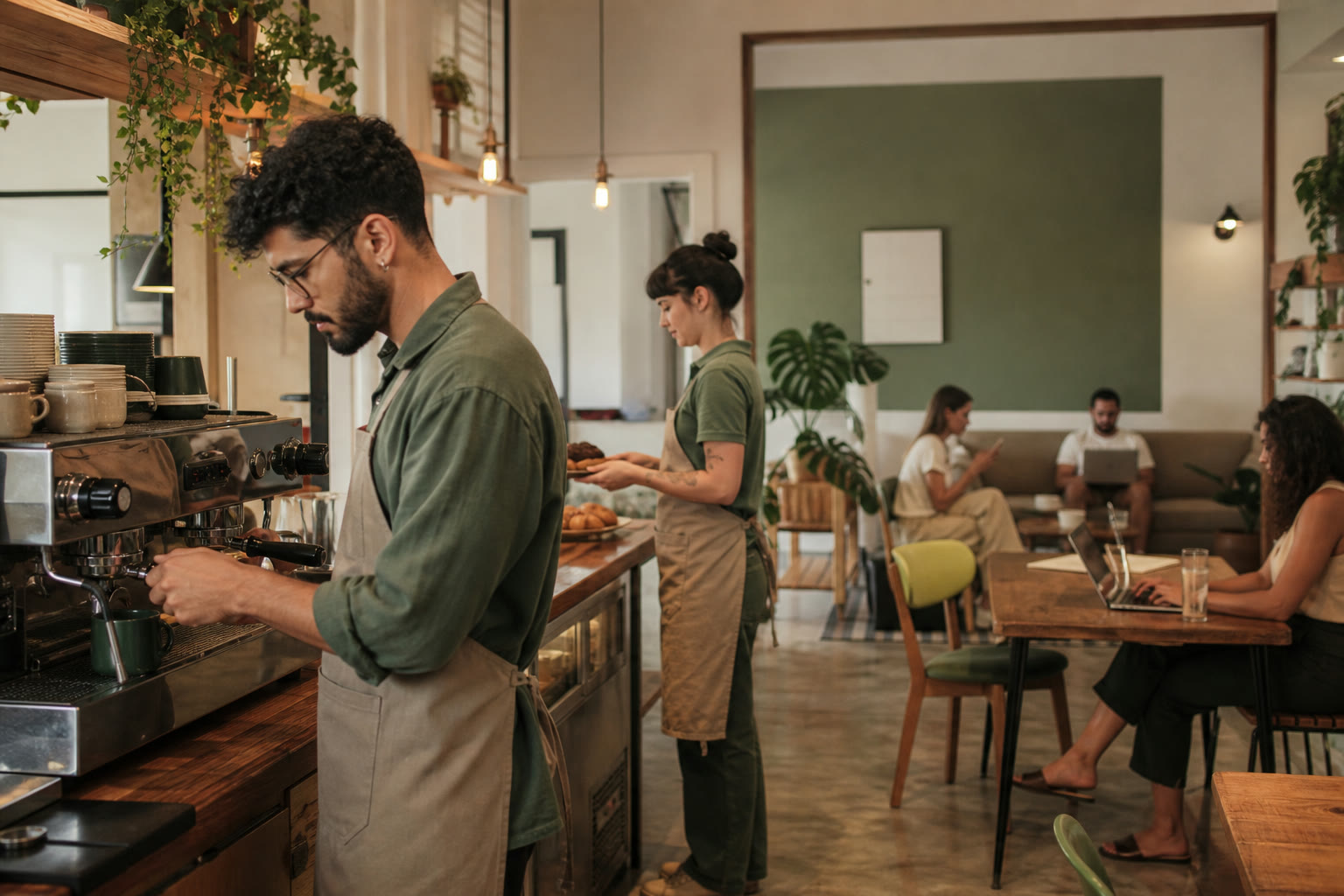 Operação de cafeteria em um estabelecimento de food service