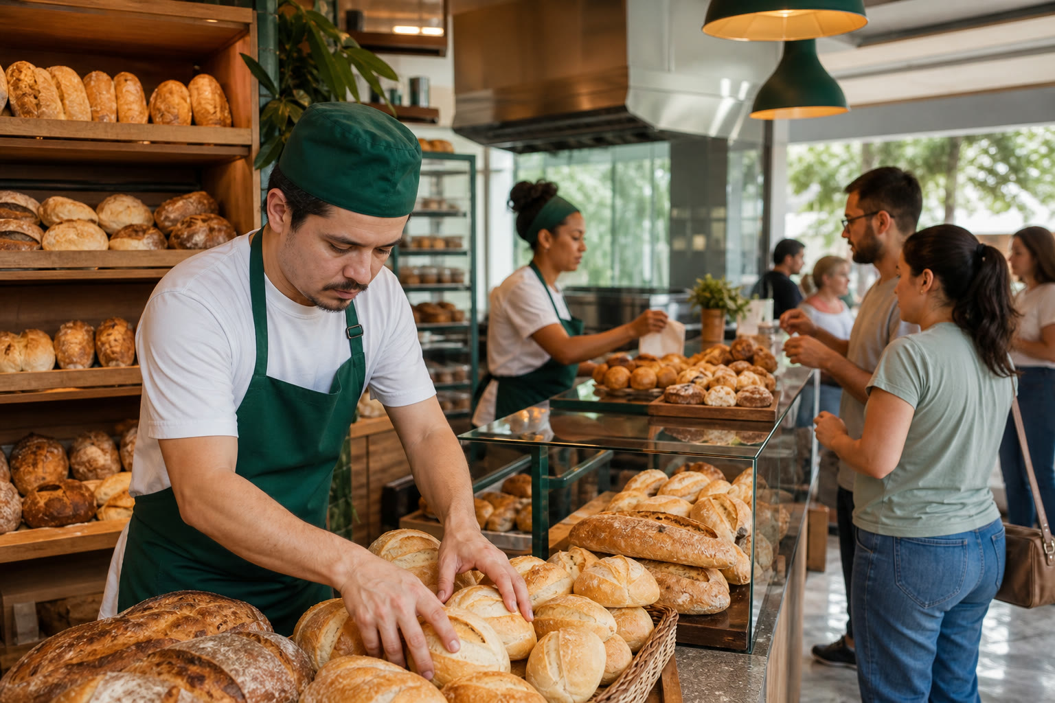 Operação de padaria em um estabelecimento de food service